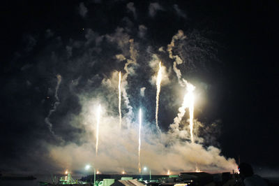 Panoramic view of lightning against sky at night