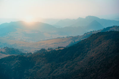 Mountain valley landscape. beautiful natural scenery before sunset