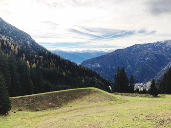 Scenic view of mountains against sky