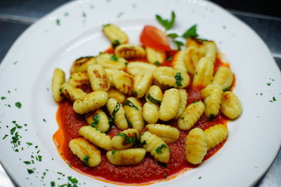 High angle view of meal served in plate