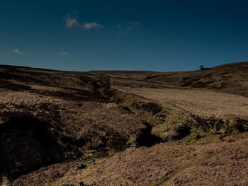 Scenic view of landscape against blue sky