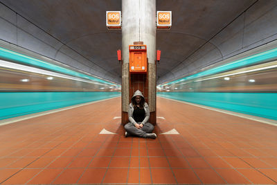 Train at railroad station platform