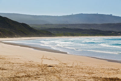 Scenic view of beach against sky