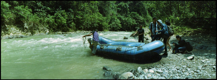 People on boat in water