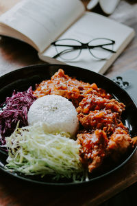 Close-up of food in plate on table