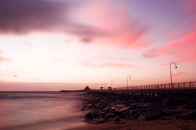 Scenic view of sea at sunset