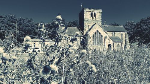 Panoramic view of old building against sky