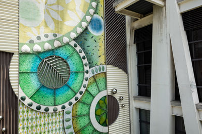 Low angle view of window of building