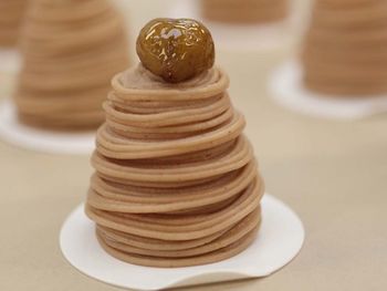 Close-up of dessert in plate on table