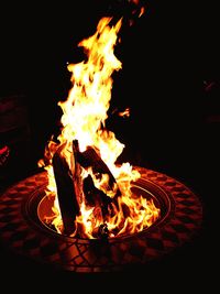 Close-up of bonfire at night