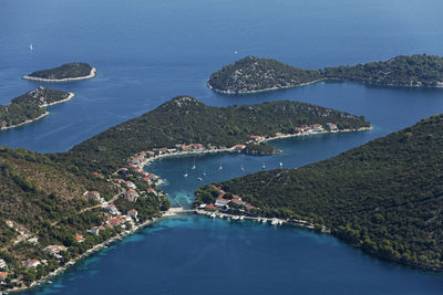 Aerial view of pasadur town on lastovo island, croatia