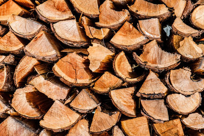 Full frame shot of logs in forest