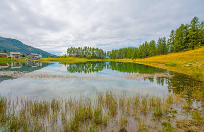 Scenic view of lake against sky