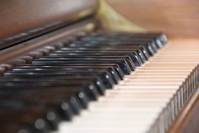 Close-up of piano keys