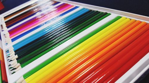 Close-up of multi colored pencils