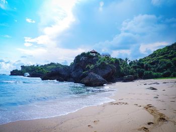 Scenic view of beach against sky