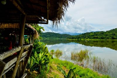 Scenic view of lake against sky