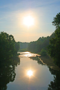 Scenic view of lake against sky at sunset