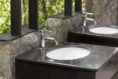 Close-up of sink in bathroom