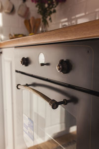 Close-up of electric oven at home