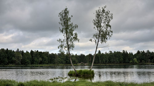 Scenic view of lake against sky