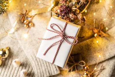 Close-up of christmas decoration in box