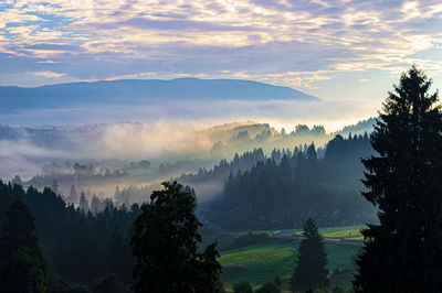 Panoramic view of landscape against sky during sunset