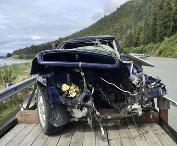 High angle view of car on street