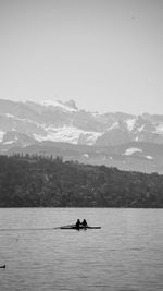 Scenic view of lake against clear sky