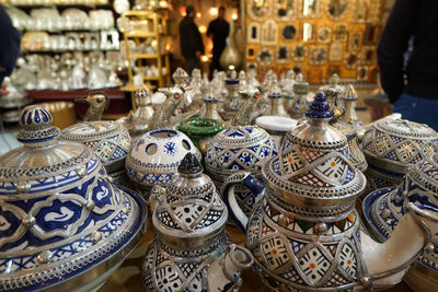 Crockery for sale at market stall