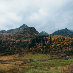 Scenic view of mountains against sky