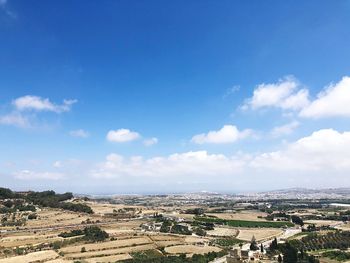 High angle view of townscape against sky