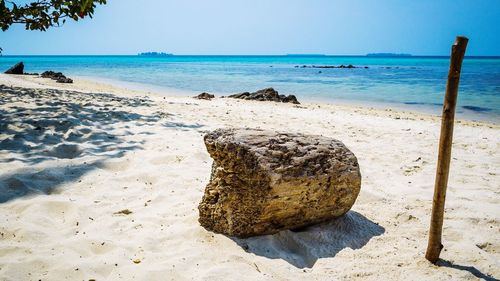 Scenic view of sea against clear sky