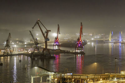 Illuminated city at night