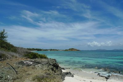 Scenic view of sea against cloudy sky