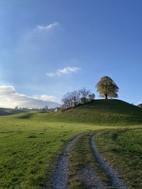 Scenic view of land against sky