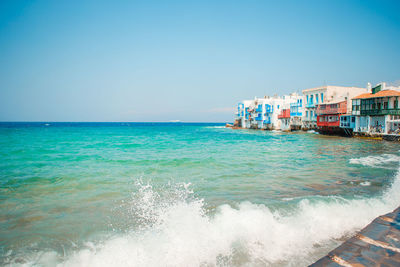 Scenic view of sea against clear sky