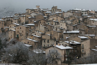 High angle view of townscape against sky