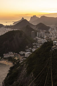 Beautiful sunset view to city and mountains from the sugar loaf