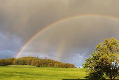 Scenic view of rainbow against sky