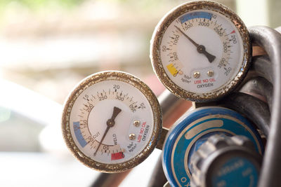 Close-up of pressure gauges