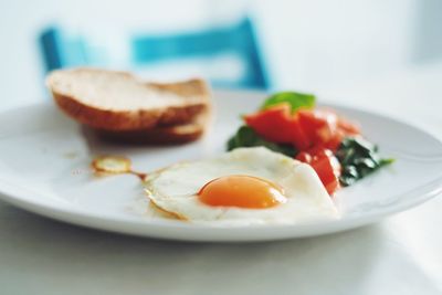 Close-up of breakfast in plate