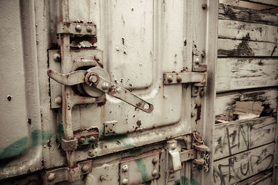 Close-up of door in factory