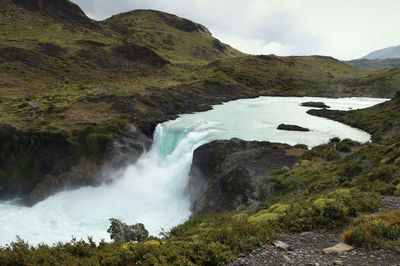 Scenic view of waterfall