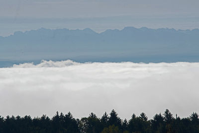 Scenic view of landscape against cloudy sky