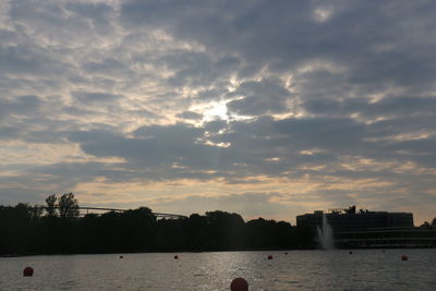 Scenic view of river against sky during sunset