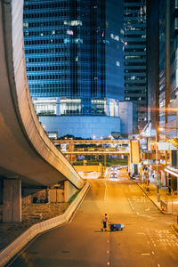 High angle view of street amidst buildings in city