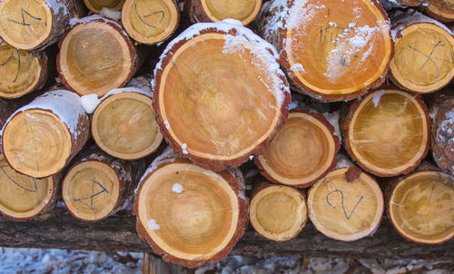 Background of firewood stacked in the cut wood, timber, firewood textured for background