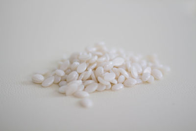 High angle view of eggs on white background