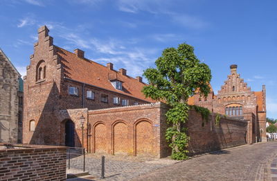 Street and houses in medieval ribe town by day, denmark